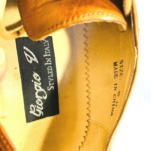 Giorgio V Mens Brown 10 D Leather Dress‎ Lace Up Square Toe Oxford Shoes - Picture 12 of 12